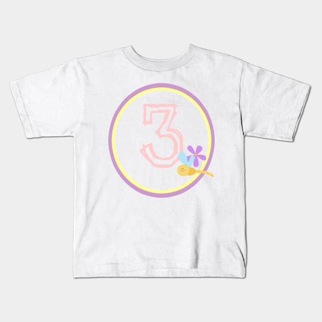 Three for Me Kids T-Shirt by cheekymonkeysco